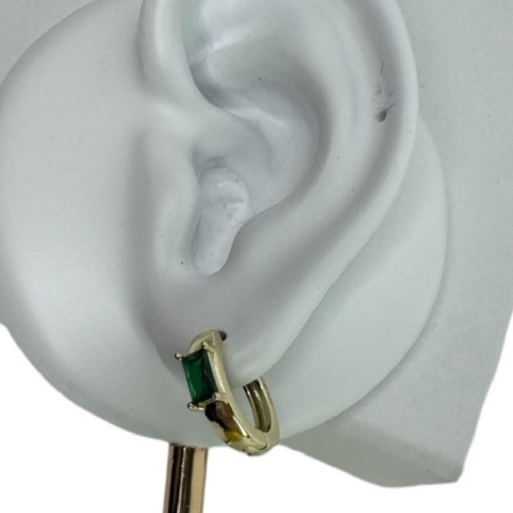 Lala Huggie hoop earrings Emerald Green Cubic Zirconia